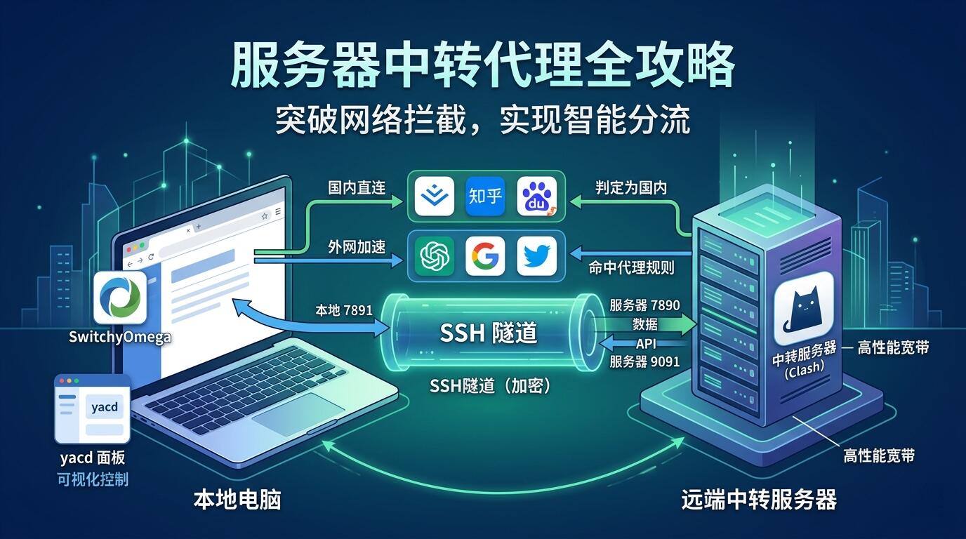 Clash 服务器中转代理:从配置到分流的全流程指南